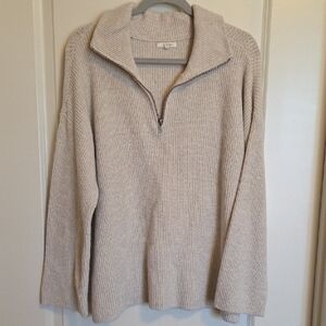 Maurices Cream Ribbed Half-Zip Sweater